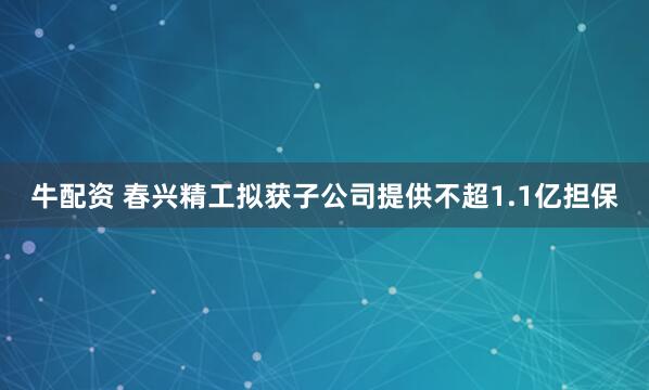 牛配资 春兴精工拟获子公司提供不超1.1亿担保