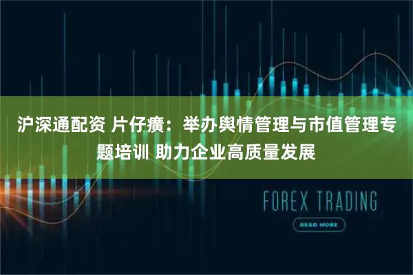 沪深通配资 片仔癀：举办舆情管理与市值管理专题培训 助力企业高质量发展